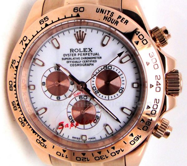 Replica Rolex Daytona Copy Watch Rose Gold Case White Face